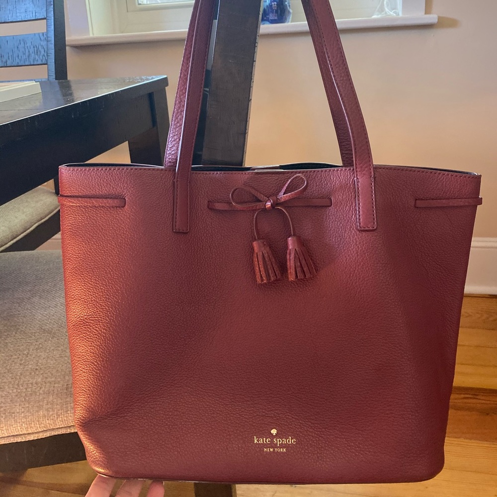Kate Spade Burgundy tassel tote bag